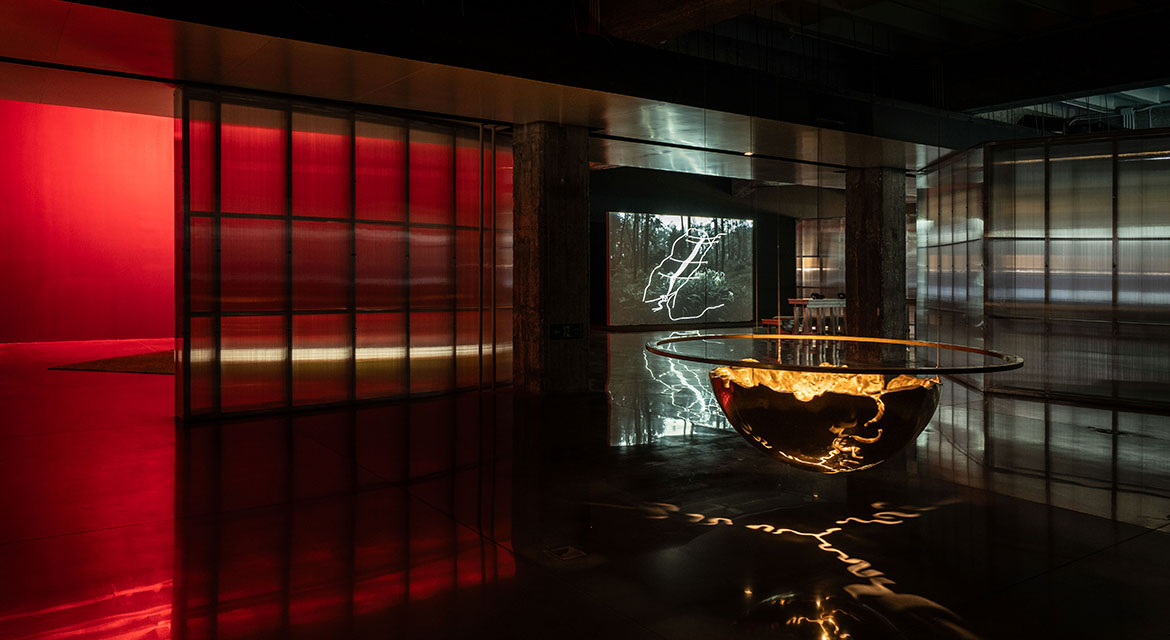 Installation view of Hyundai Blue Prize+ 2025 Prayers to Fornax: Science, Technology, and Spirituality at Hyundai Motorstudio Beijing, 2026. Image courtesy of Hyundai Motorstudio Beijing.