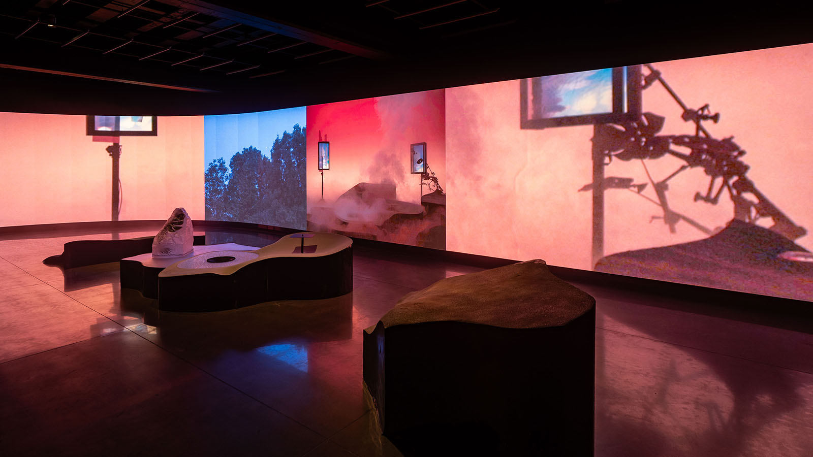 Installation view of Hyundai Blue Prize+ 2025 Prayers to Fornax: Science, Technology, and Spirituality at Hyundai Motorstudio Beijing, 2026. Image courtesy of Hyundai Motorstudio Beijing.