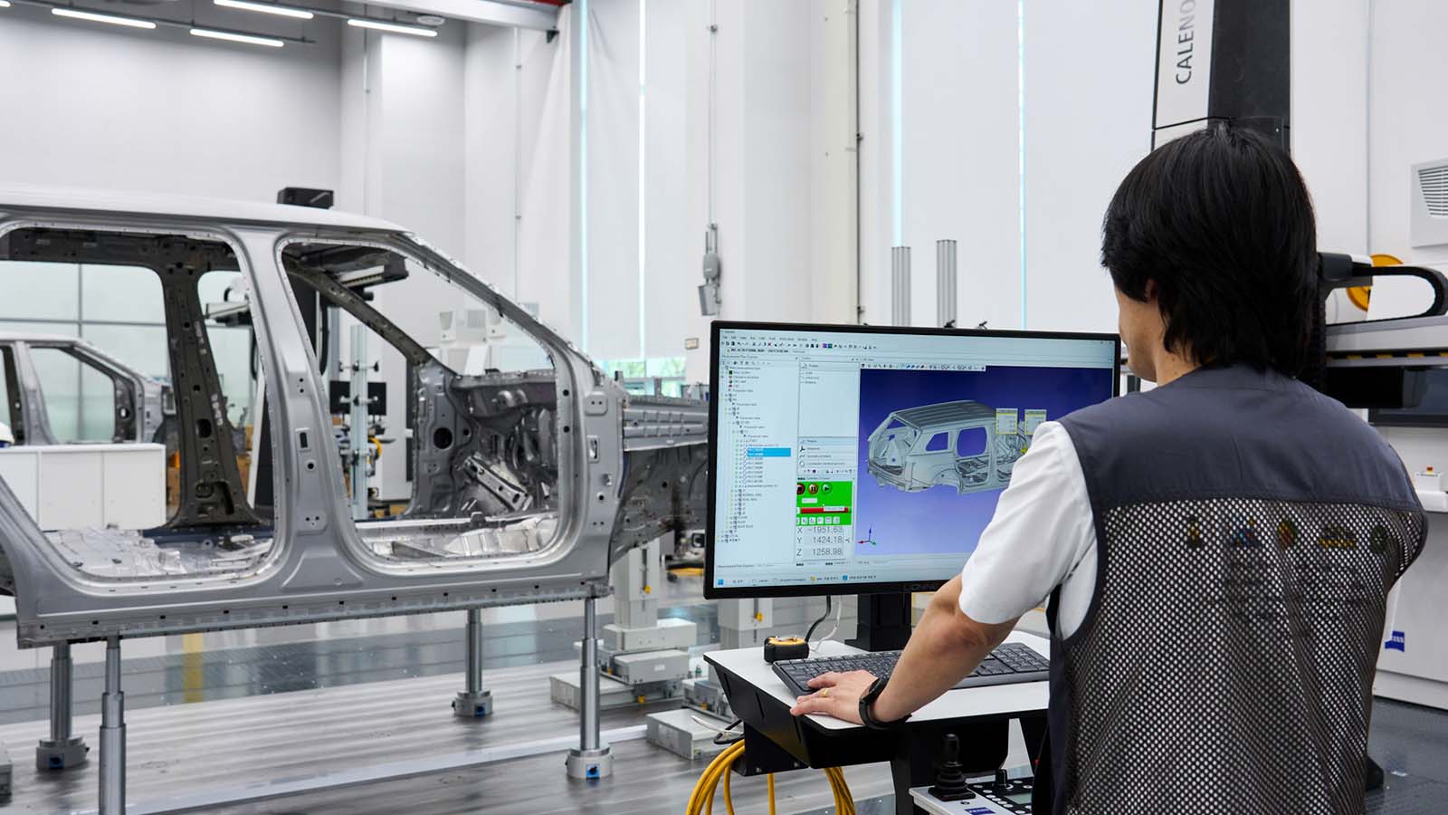 Coordinate Measuring Machine (CMM) systems capture precise dimensional data from up to 1,000 measurement points, helping ensure vehicle structures meet the quality standards.