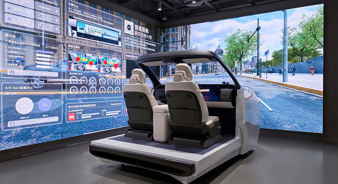 Human Machine Interface (HMI) Buck in the UX Test Zone. Participants can engage directly in UX research processes from a developer's standpoint, assessing UX items and contributing to the optimization of future vehicles and innovative technologies.
