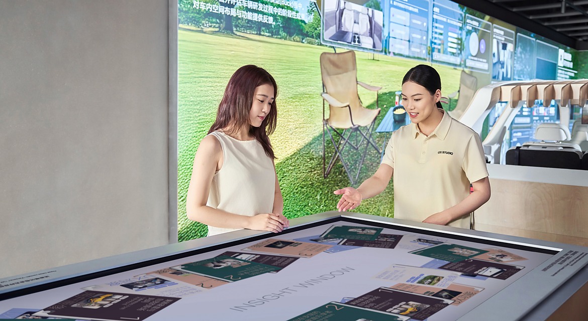 Insight Window in the UX Test Zone. Participants can engage directly in UX research processes from a developer's standpoint, assessing UX items and contributing to the optimization of future vehicles and innovative technologies.
