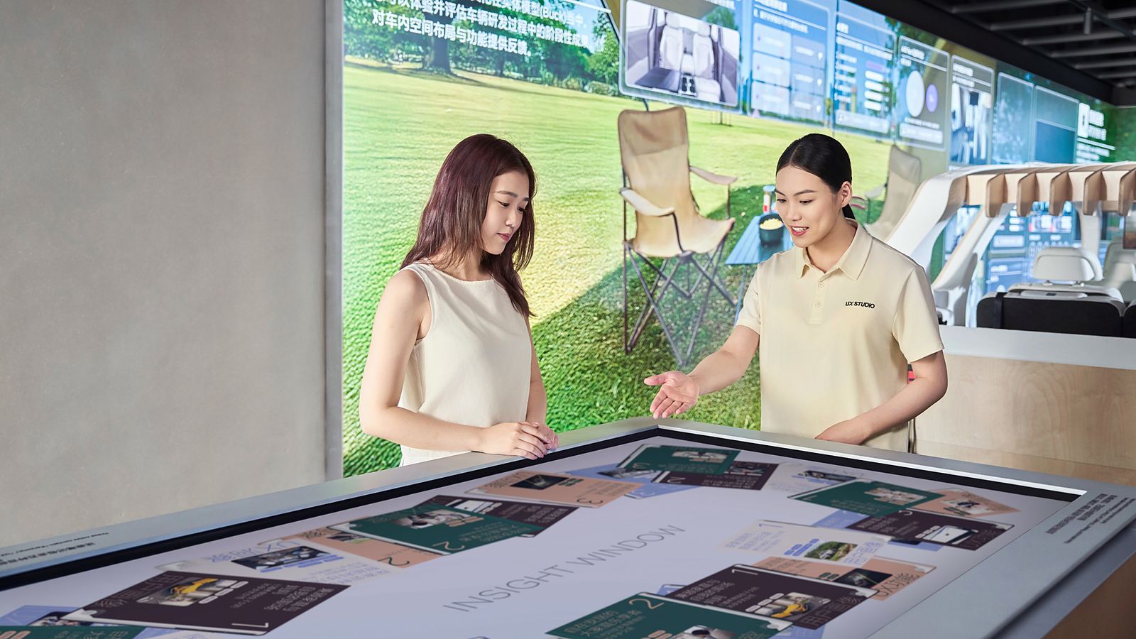 Insight Window in the UX Test Zone. Participants can engage directly in UX research processes from a developer's standpoint, assessing UX items and contributing to the optimization of future vehicles and innovative technologies.