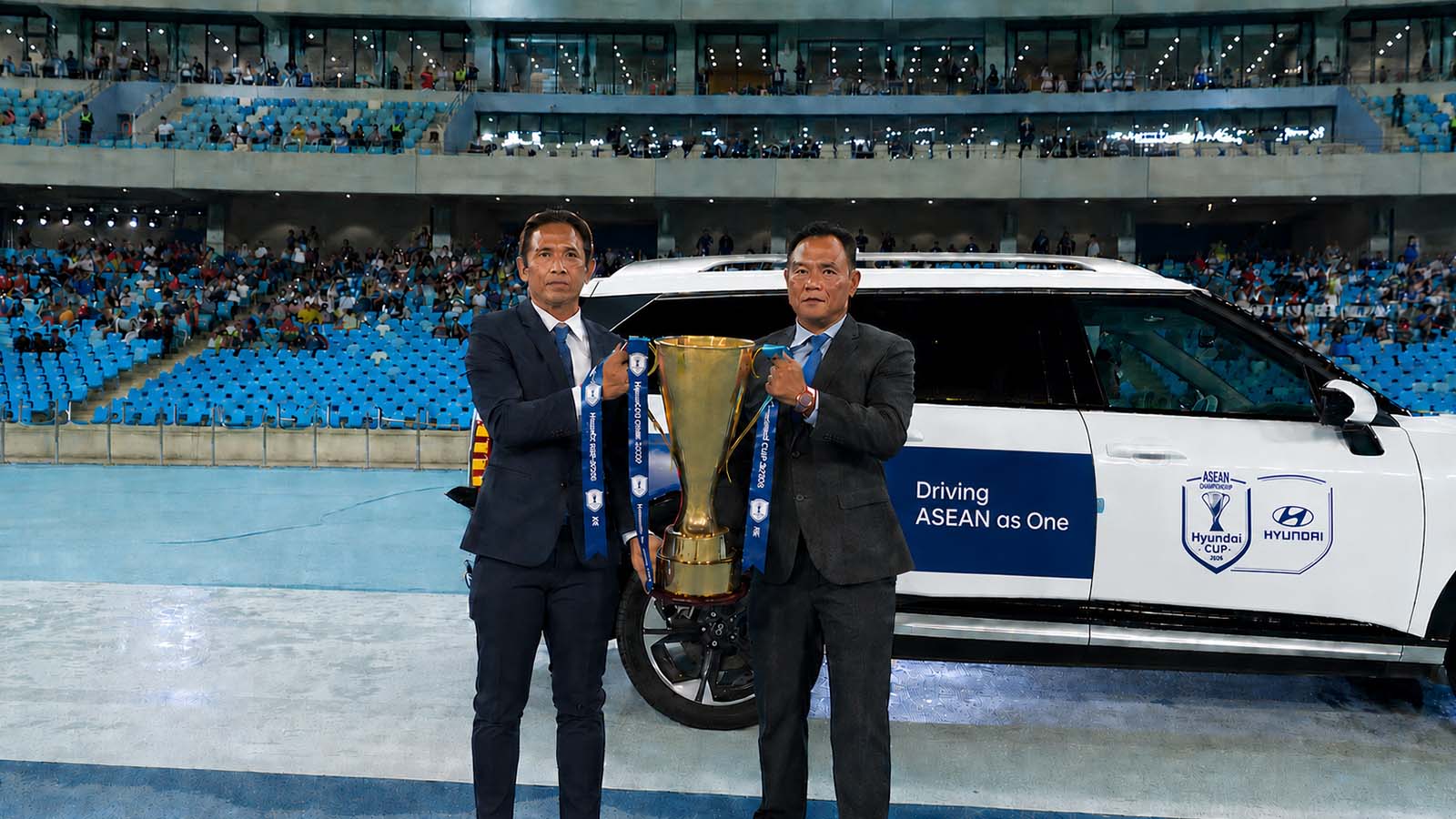 ASEAN football legends Kouch Sokumpheak and Nuth Sony at Hyundai Cup Opening Ceremony