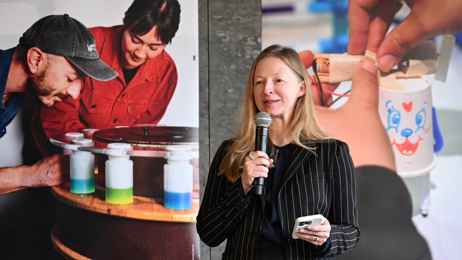 Anne Richardson, Chief Experience Officer of the Exploratorium, speaks at the media preview for “Have Fun with Science,” the GBC experiential science museum pop-up exhibition.