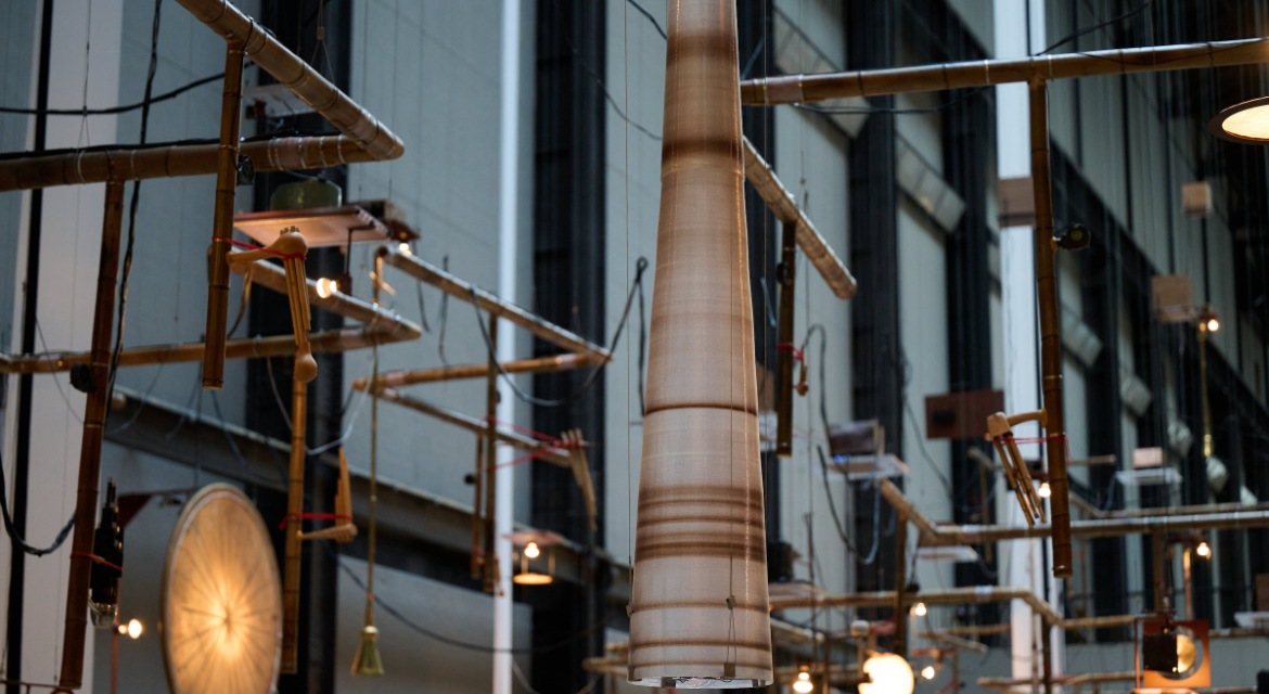 Hyundai Commission: Tarek Atoui: Hold, Installation View at Tate Modern. Photo © Tate (Ben Fisher)